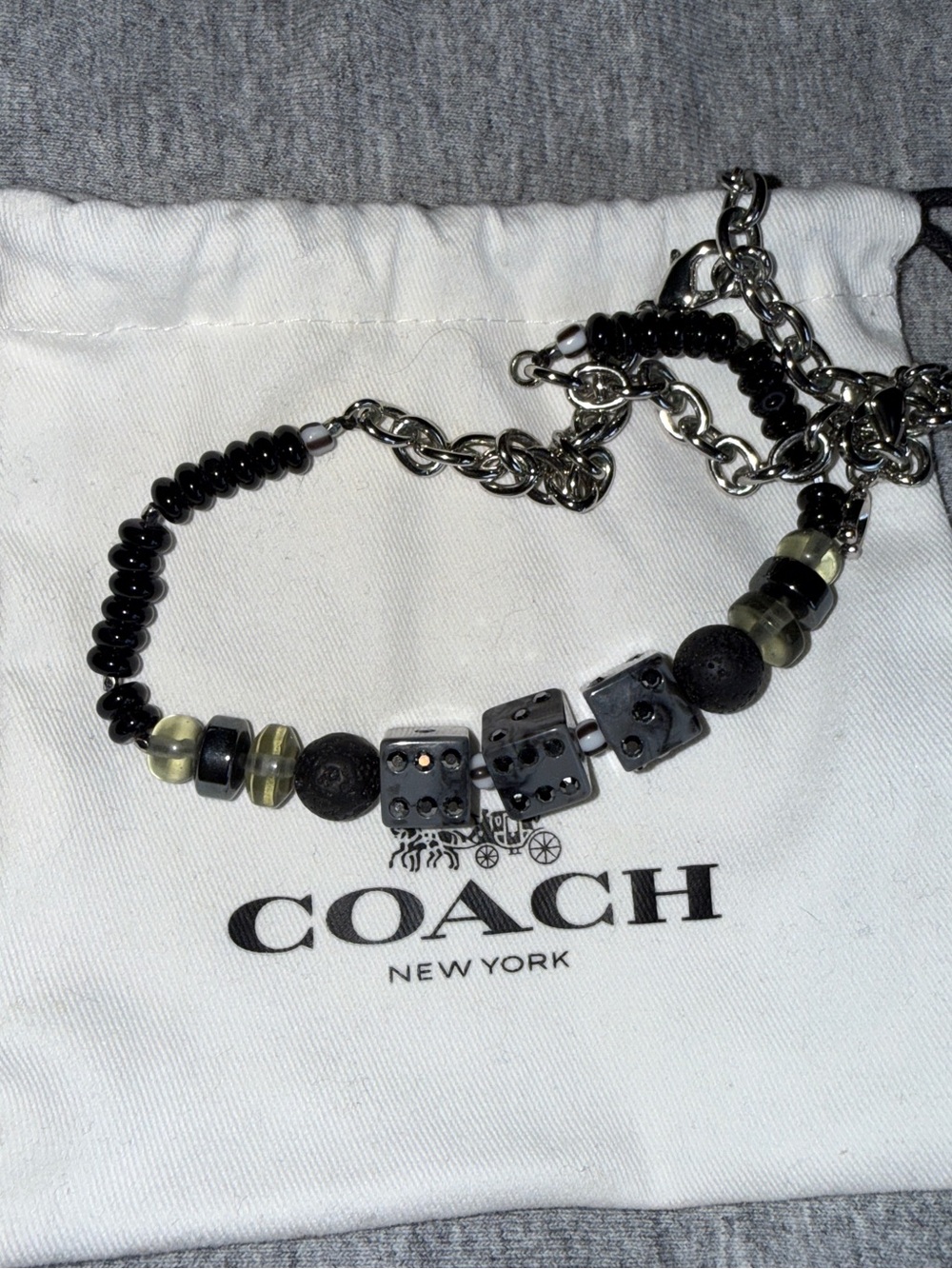 Coach Dice Beaded Choker Necklace with Dust Bag